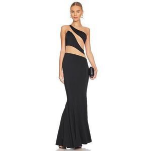 Norma Kamali Snake Mesh Fishtail Gown in Black M